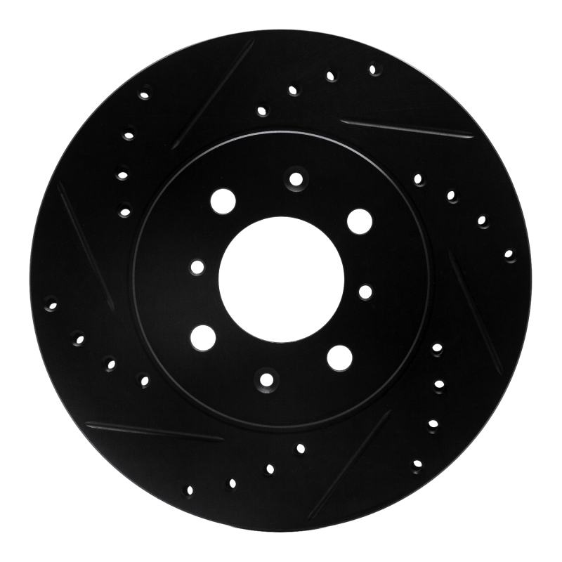 Acura EL Brake Rotor (1) - Front Left - R1 Concepts - Drilled & Slotted - Black - `90-`17